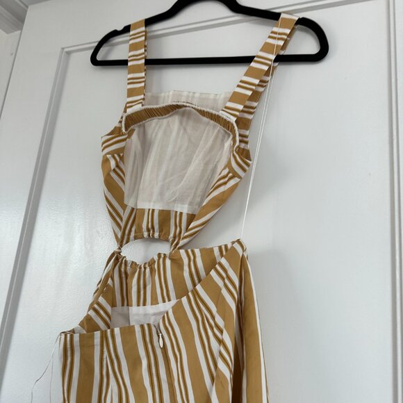 Significant Other Eadie Cut-out Mini Dress Sz 4 In Yellow Striped Ruffle Skirt - Picture 8 of 8